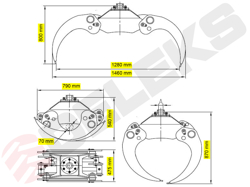skovklo med fast pendulerende rotor for minigravemaskiner og skovbrug krane dk 16 gr 30f
