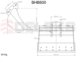 skovl til mini gravemaskin bhb 600