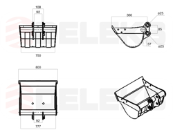 gravemaskine vippeskovl til mini gravemaskin m100 800