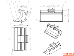skovl til mini gravemaskin s100 600s30